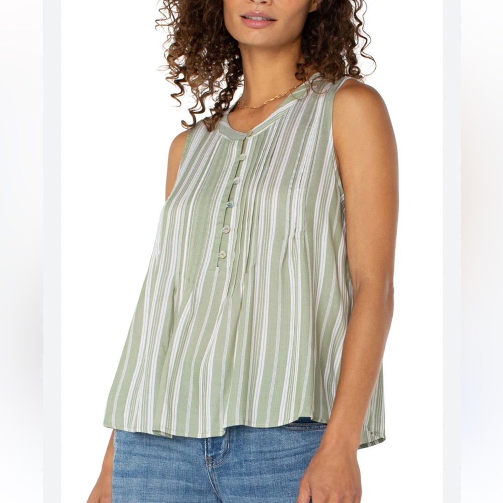 Liverpool Green Striped Sleeveless Top (Size XS)